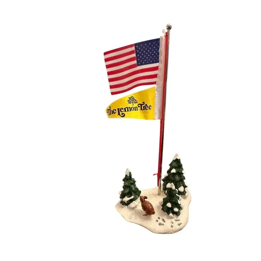 Vintage Dept 56 The Village Flag Pole #509-6 ORIGINAL American Flag Christmas